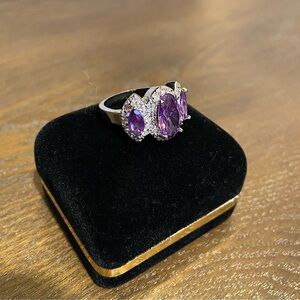 14k ring with purple moissanite and lab diamonds. Circa 00’s